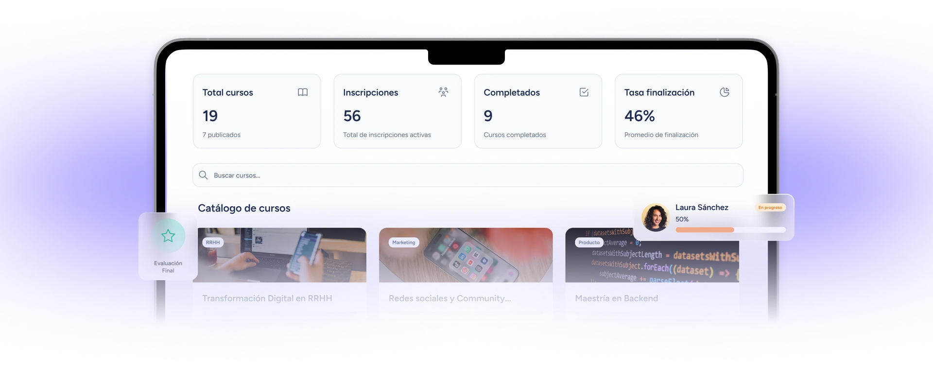 Interfaz del LMS de Sesame HR