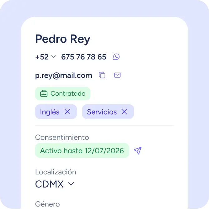 Mockup de la ficha completa del candidato en Sesame HR