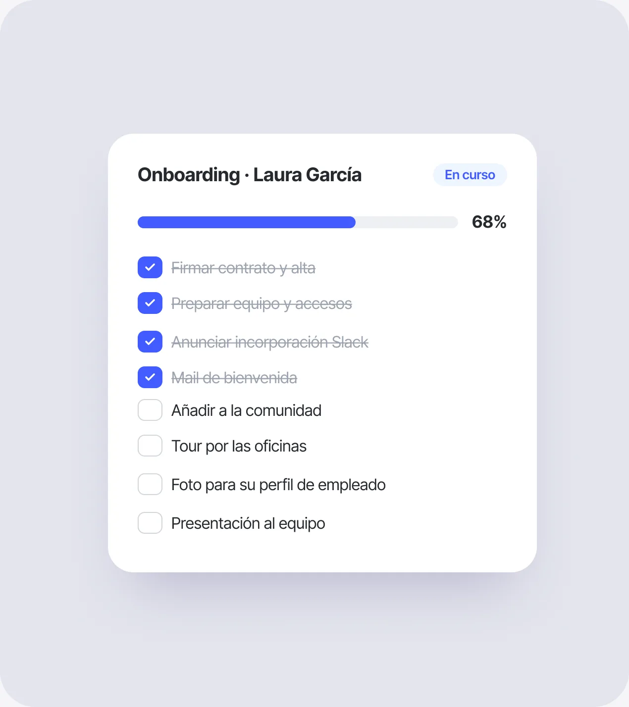 Checklist de onboarding de una empleada en Sesame HR