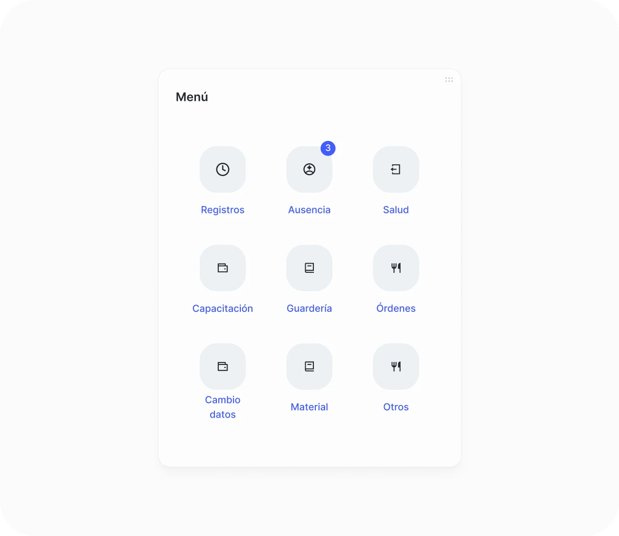 Quick menu del panel de control de Sesame HR