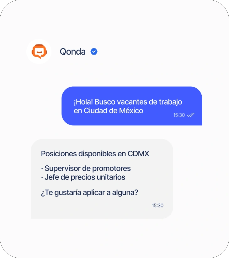 Conversación por WhatsApp gestionada por Qonda